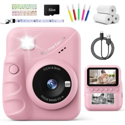 TIATUA Appareil Photo Instantané Enfant, 3.0" Grand Écran 48MP 1080P HD Appareil Photo Numérique Enfant avec Carte 32GB et Papier Photo Imprimé,Cadeau pour Filles Garçons 3-12 Ans