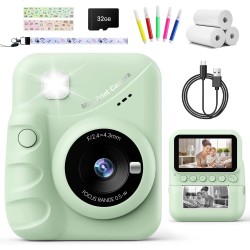 TIATUA Appareil Photo Instantané Enfant, 3.0" Grand Écran 48MP 1080P HD Appareil Photo Numérique Enfant avec Carte 32GB et Papier Photo Imprimé, Cadeau pour Filles Garçons 3-12 Ans