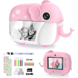 TIATUA Appareil Photo Instantané Enfants, Appareil Photo Numérique pour Enfants avec Double Objectif de 20MP, Carte de 32Go, Caméra Instantanée et Vidéo, Cadeau pour Filles et Garçons Dès 3 Ans