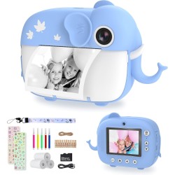 TIATUA Appareil Photo Instantané Enfants, Appareil Photo Numérique pour Enfants avec Double Objectif de 20MP, Carte de 32Go, Caméra Instantanée et Vidéo, Cadeau pour Filles et Garçons Dès 3 Ans